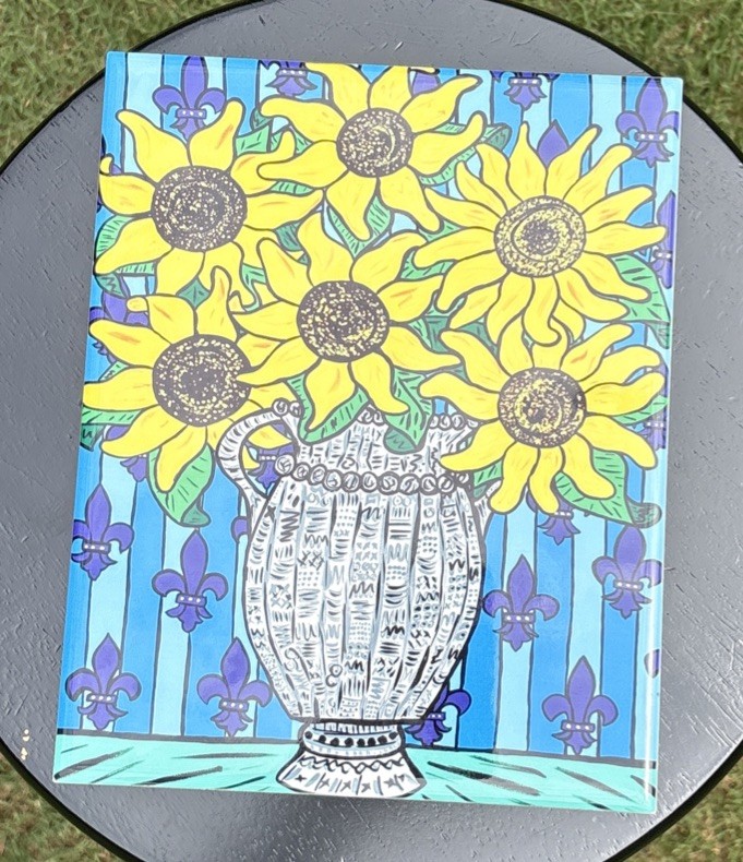 Studio Laura Loving – Sunflowers -Tile 8×10 Artist From New York