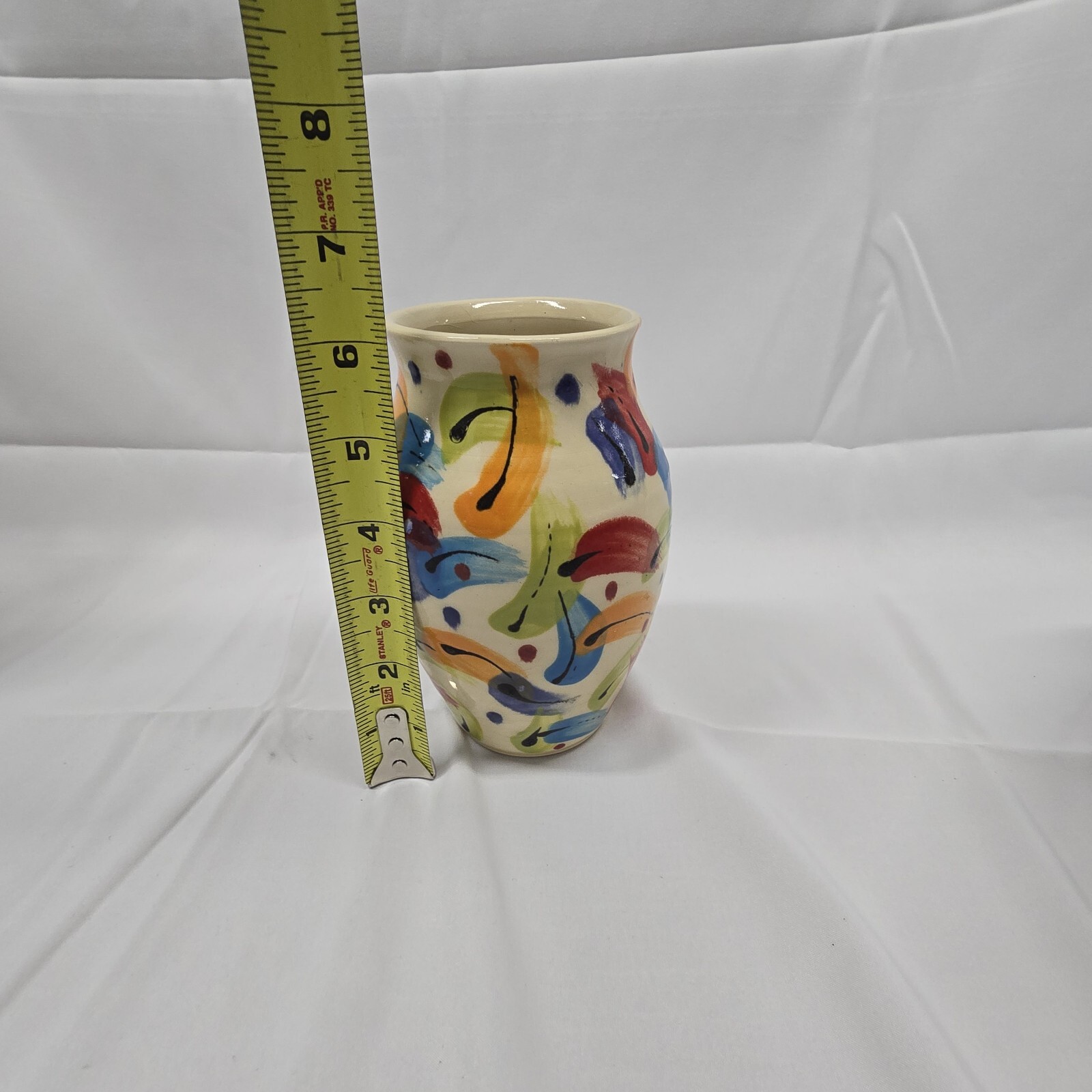 Abstract Colorful Studio Pottery Vase Signed / Art Pottery Vase Contemporary