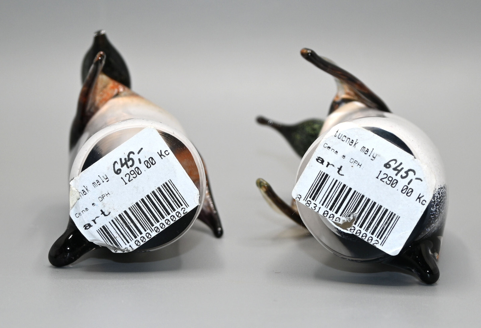 Pair of PENGUINS Hand Made / Blown JAROS Czech Bohemian Art Glass
