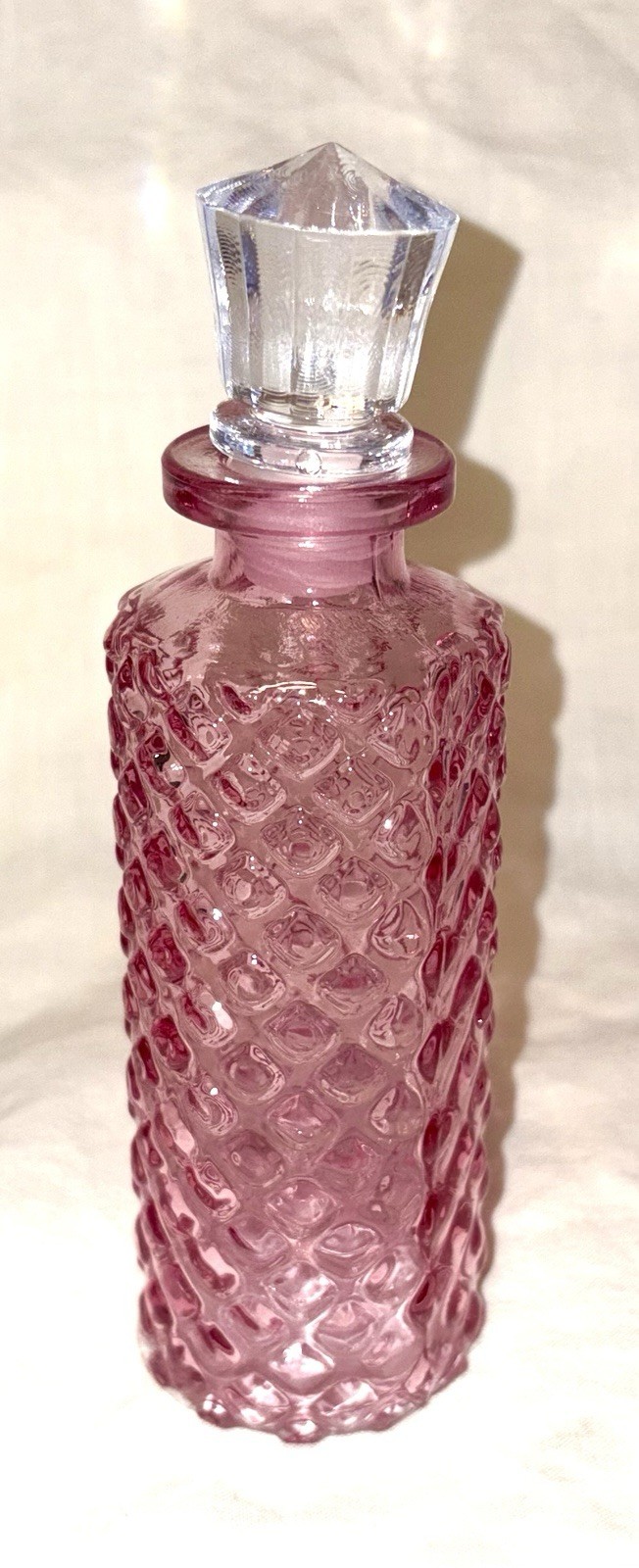 Decorative Pebble Pink Glass Bottle Decanter With a cut glass Stopper NEW