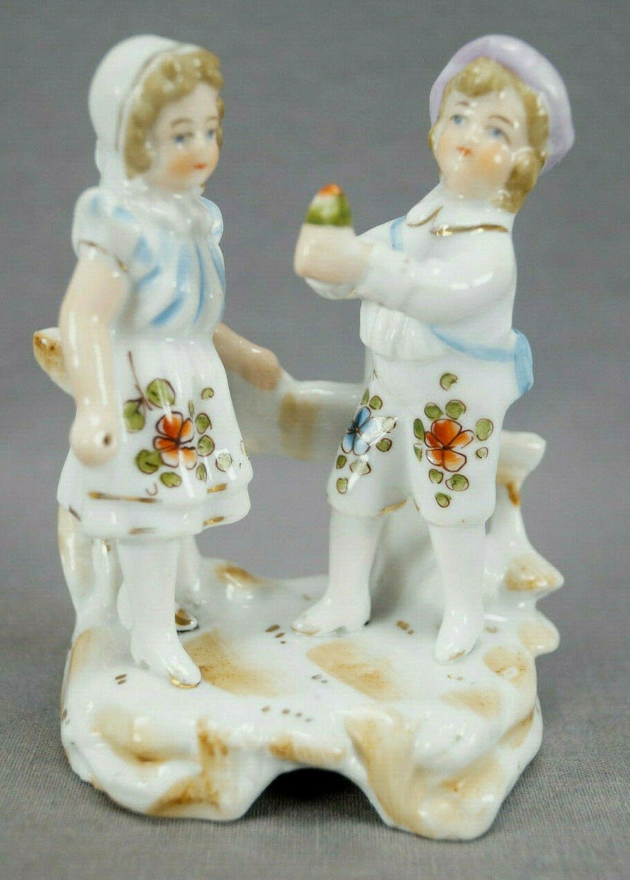 Late 19th Century German Thuringian Hand Painted Courting Couple Figurine Group