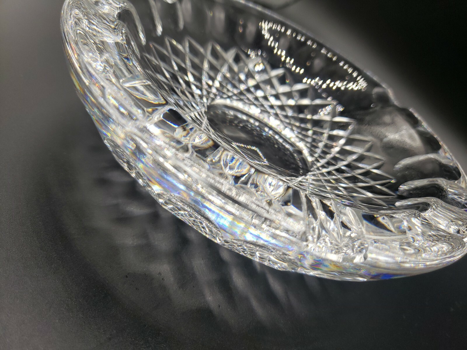 WATERFORD CRYSTAL ASHTRAY – COLLEEN Pattern – 7″ Signed Luxury Smoking Business