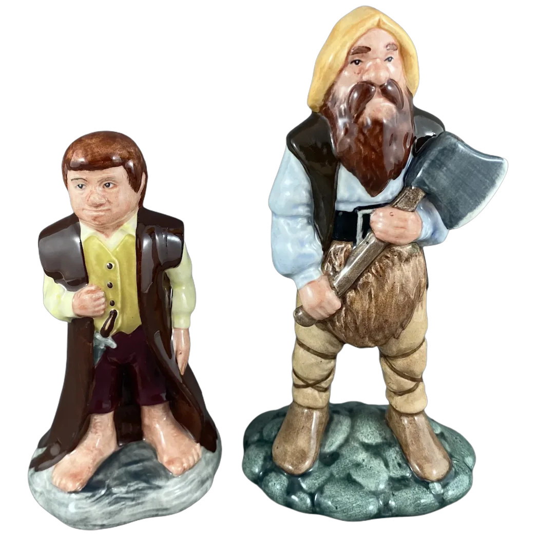 Royal Doulton Figurines, Lord of the Rings, Gimli and Bilbo, 5.5” and 4.5”