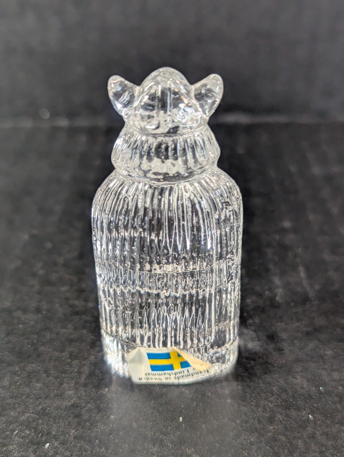 Vintage Lindshammar Crystal Paperweight Viking 2 3/4″ tall