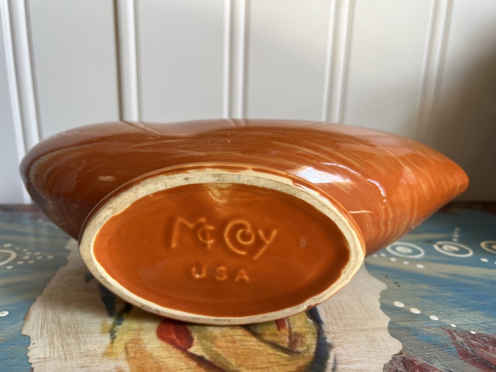 Vintage Mccoy Harmony Vase Vessel Orange And Yellow 1961 Planter