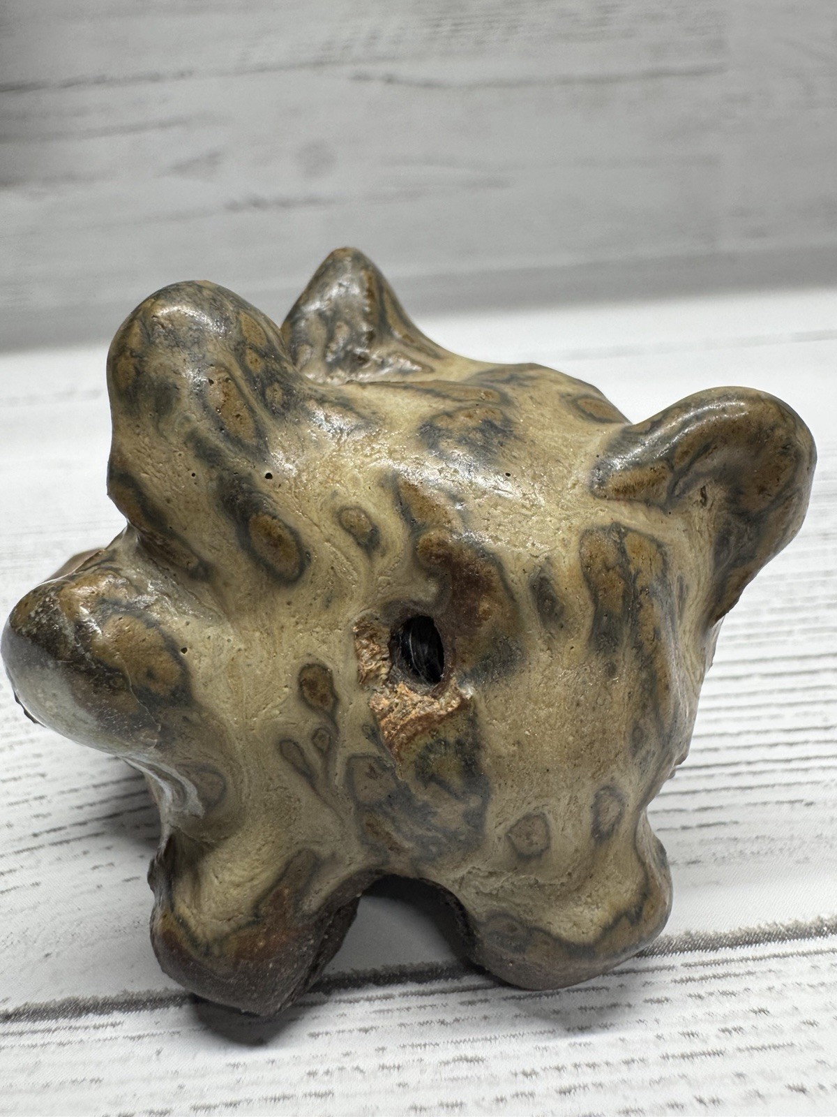 Vintage MCM Ceramic Animal Figurine Mottled Brown Green Studio Pottery