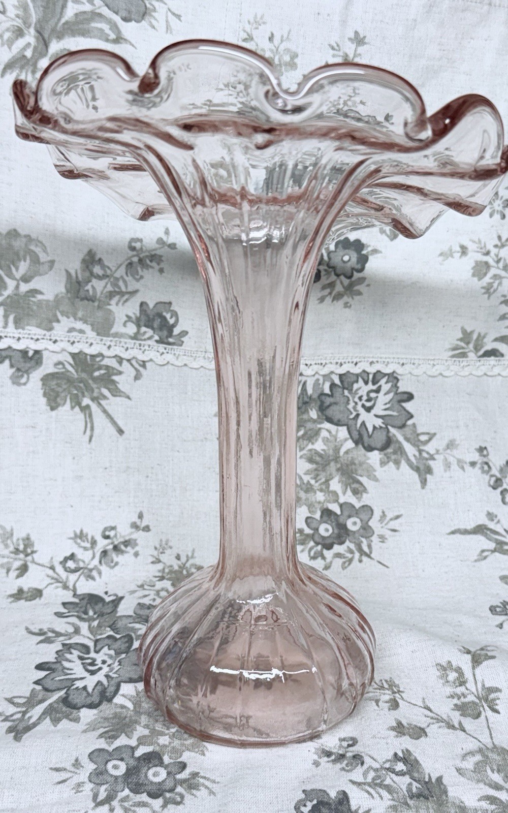 Vintage Leonardo Handarbeit Pink Jack In The Pulpit Large Scalloped Edge Vase