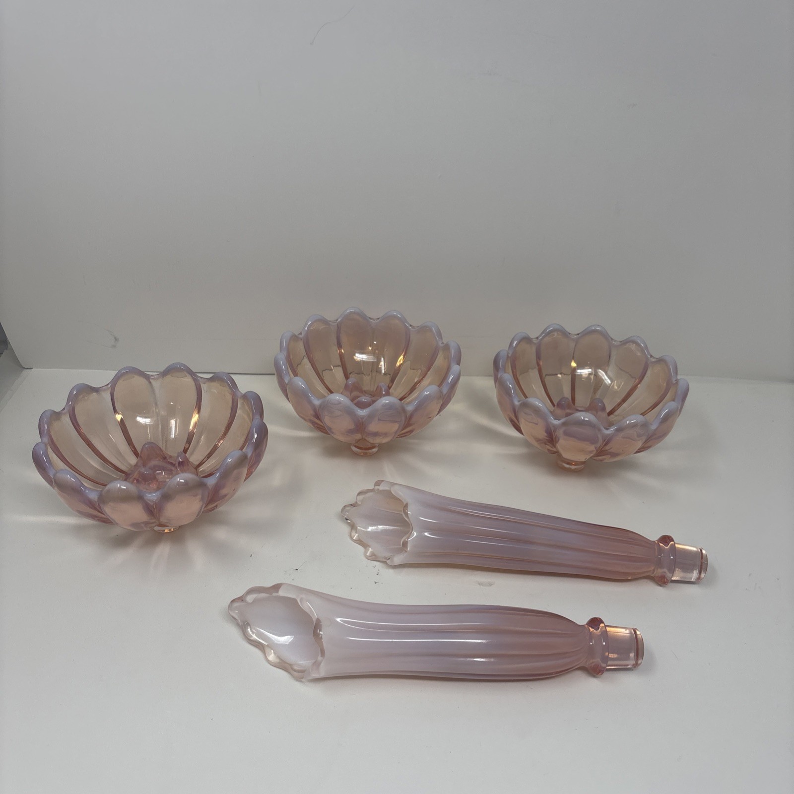 Fostoria Heirloom Pink Opalescent “Table Charm” Epergne PARTIAL SET