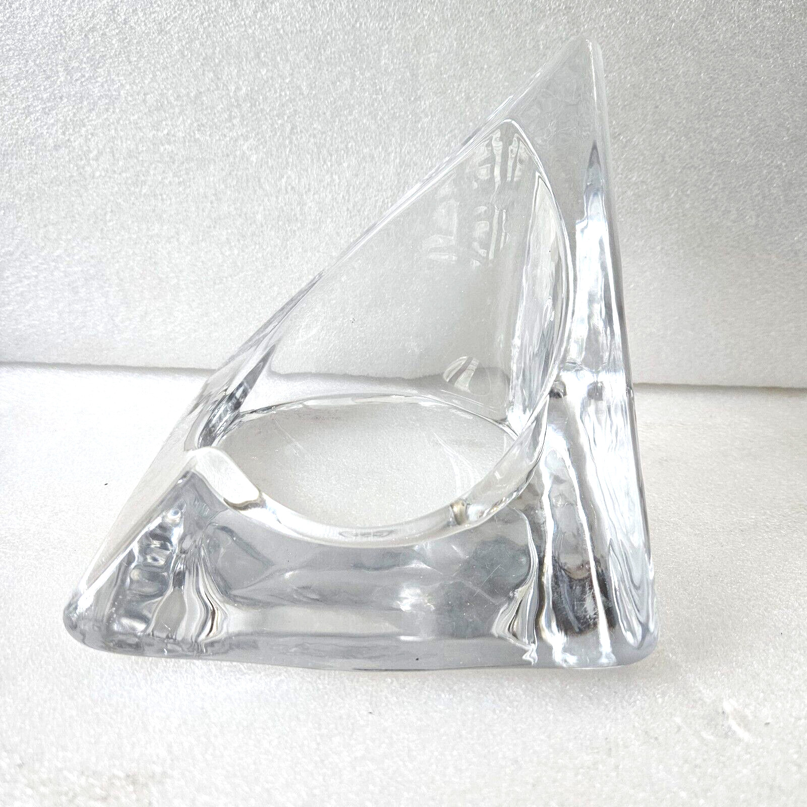 Vintage Nybro 5″ Tall Art Glass Ice Pyramid Candle Holder/Tord Kjellstrom/Sweden