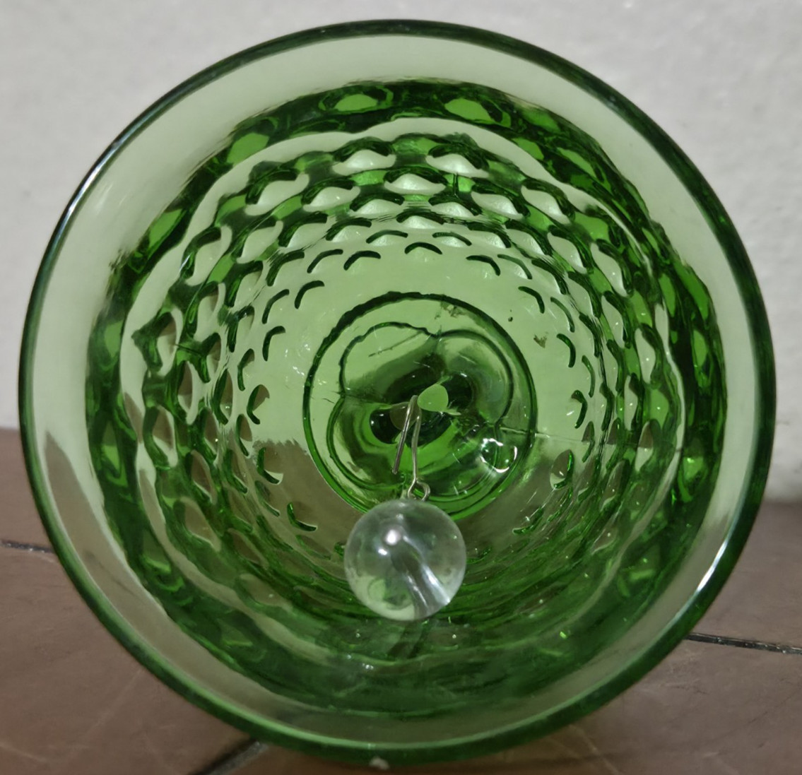 Vintage Fenton Art Glass Hobnail Colonial Green Bell Avocado Olive