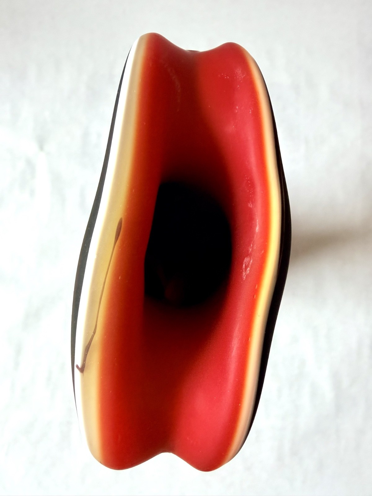 Vintage Azerbaijan Art Glass Vase Black Red Swirl 16.5” Soviet Mid Century Moder