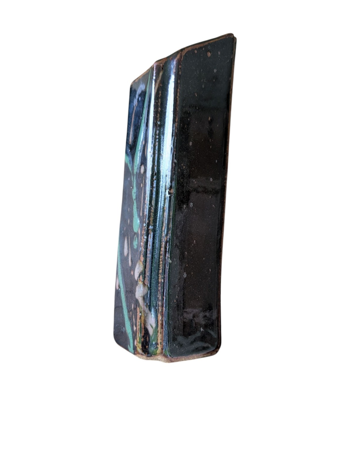 Robin Cage Studio Art Pottery Vase Richmond VA Slab Built Brutalist Signed 8.5″