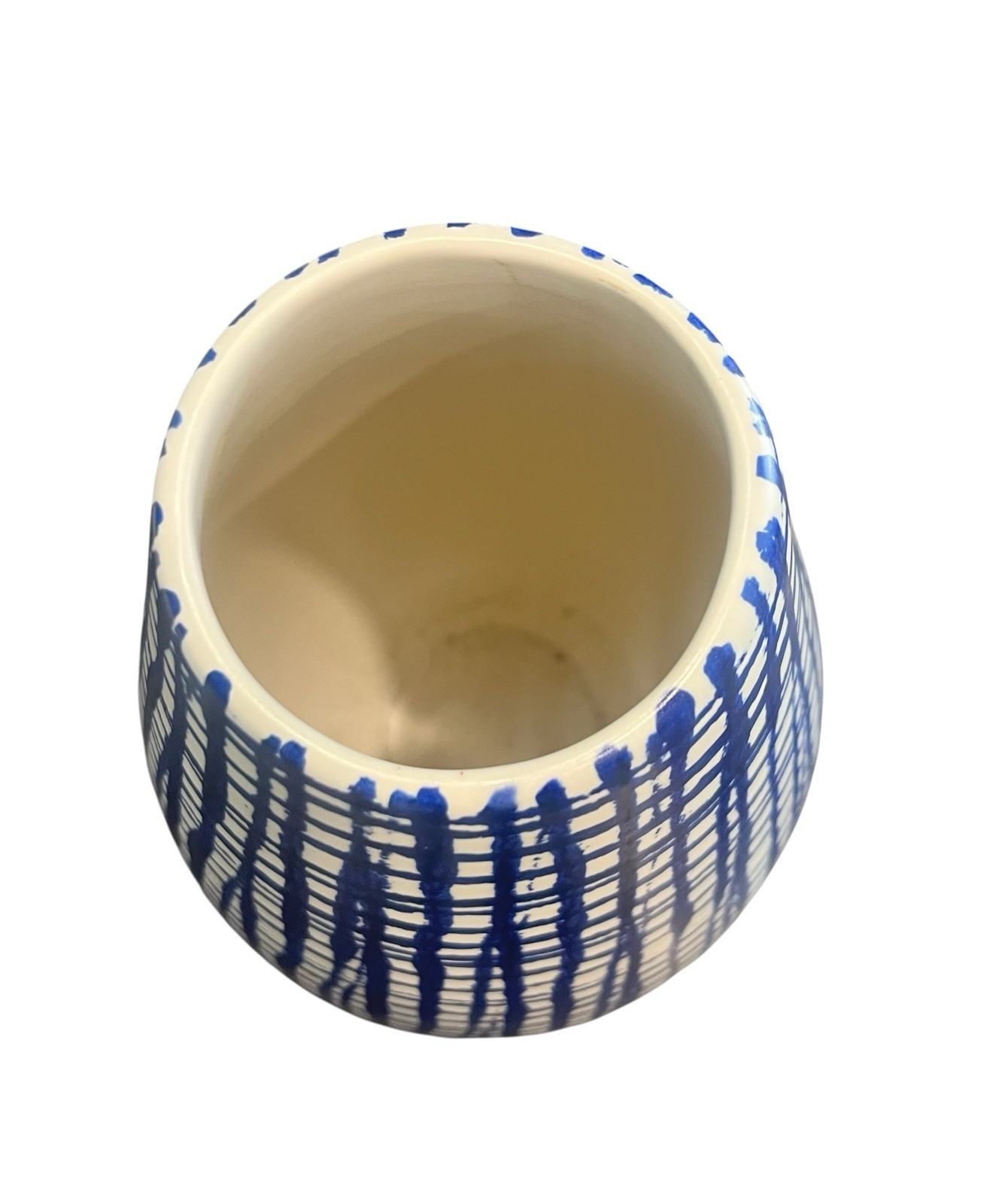 Faiancas Ideal Modern Modernist Blue White Vase Made In Portugal