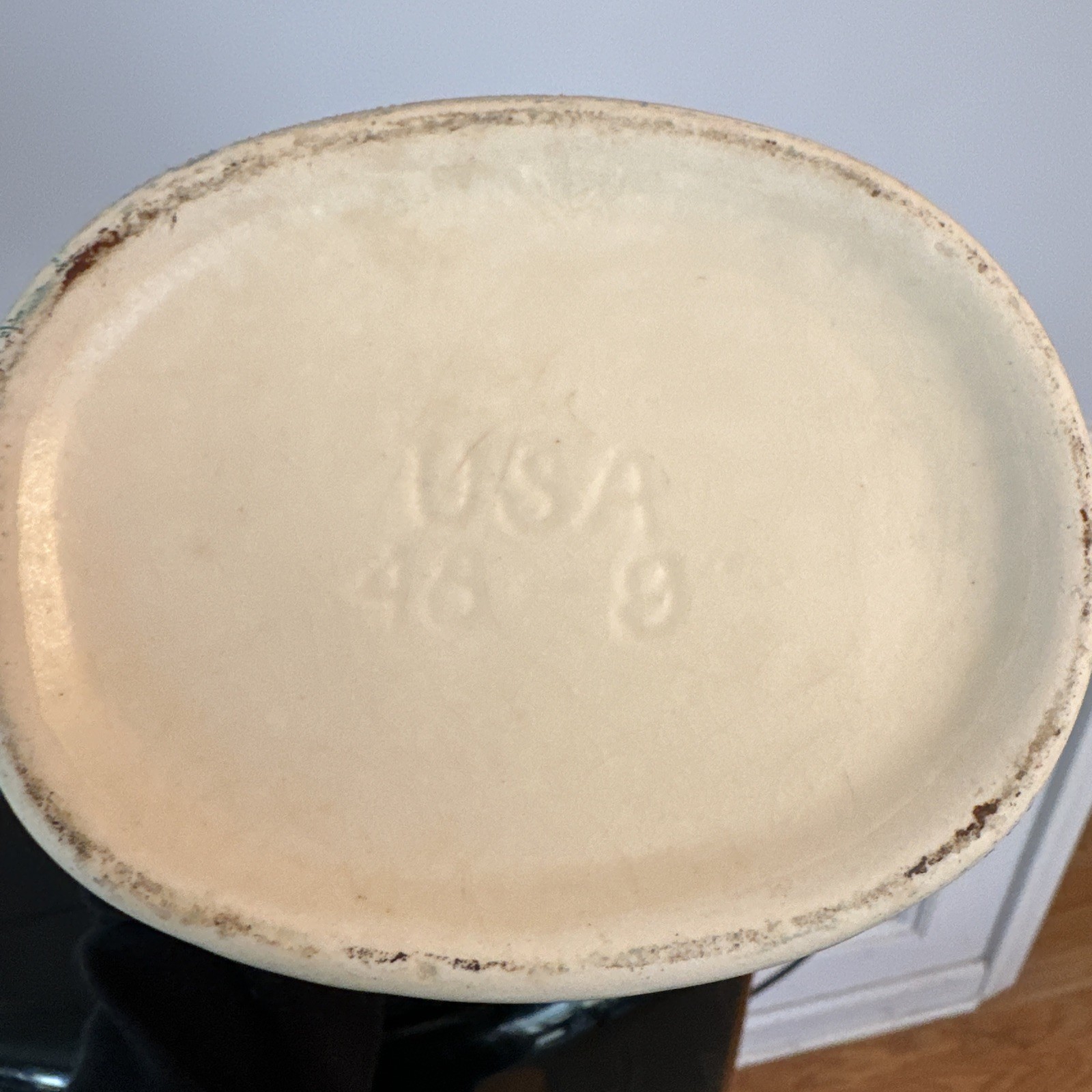 1940s Hull Art Pottery Mardi Gras Vase Pink White Blue Matte Finish 48-9 Vintage