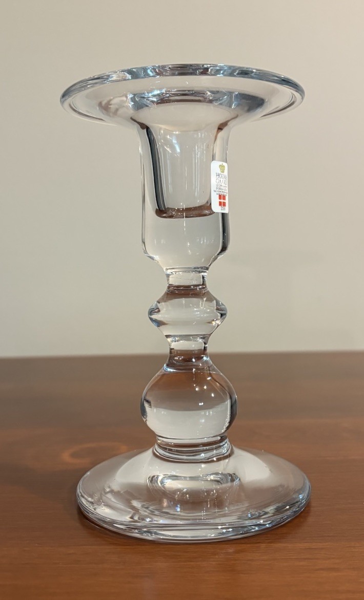 Danish HolmeGaard Of Copenhagen Charlotte Amalie Clear Glass Candlestick Lutken