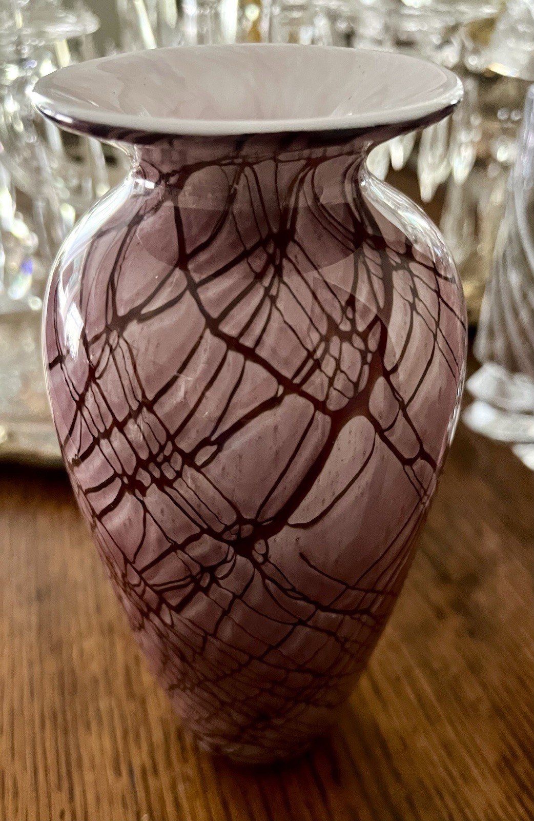 Michel Nourot Studio Vase Pink Marble Series Cased Glass Signed David Lindsey