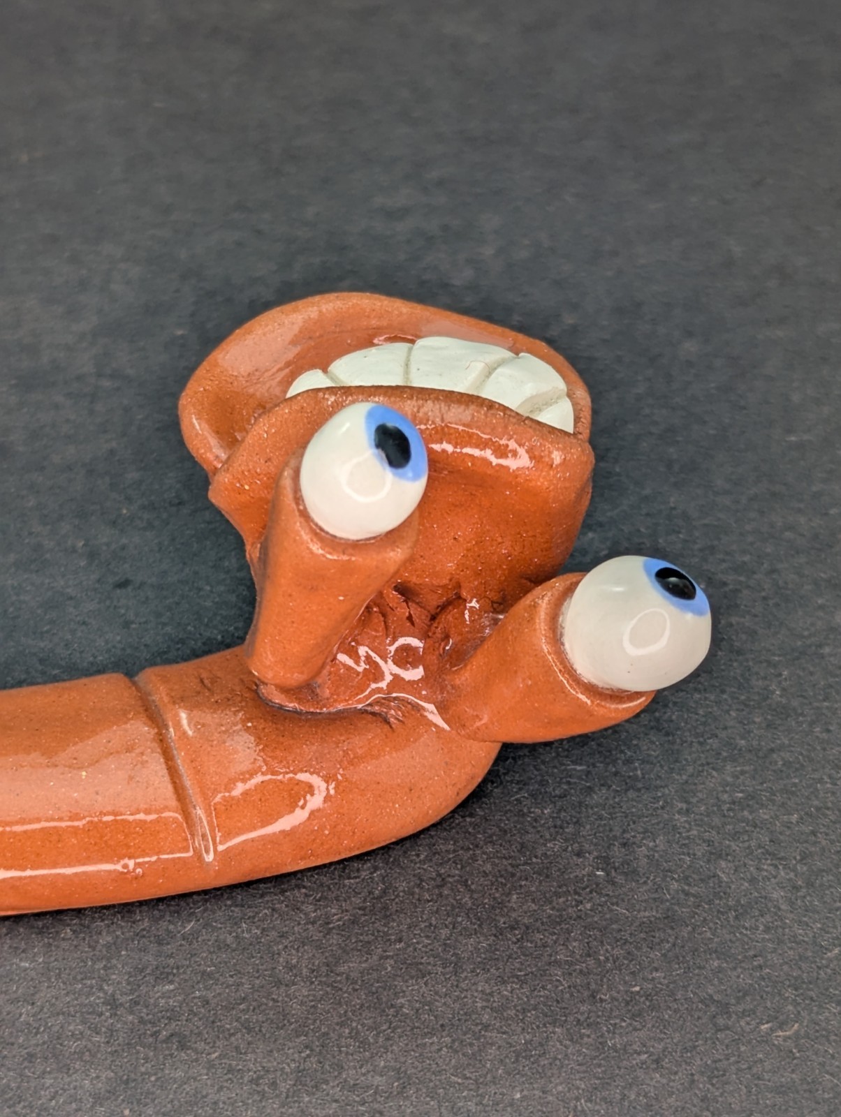 Seattle Slug Big Eyed Teeth Pottery Terracotta Redware Clay Figure