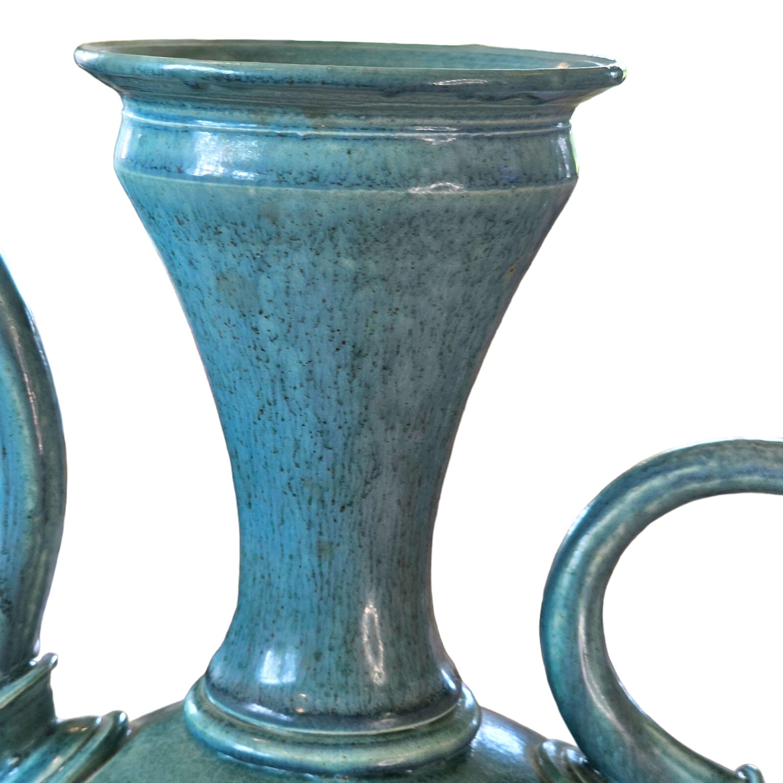 Vintage Robin Egg Blue Michael Schwegmann Studio Pottery Vase Curves Modern 10.5
