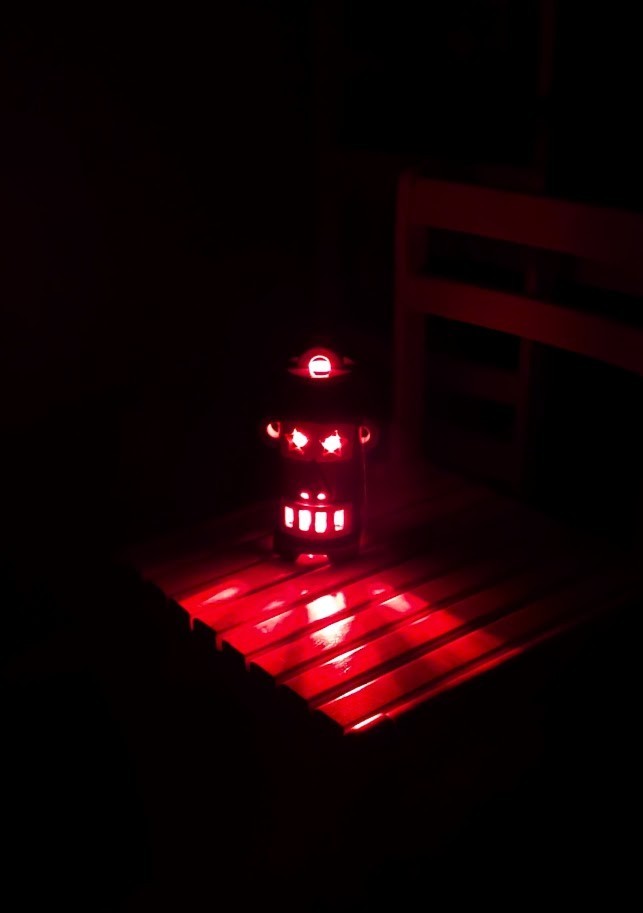 Doug Spalding Art Studio Pottery (Detroit) 10″ Robot Sculpture Night Light Lamp