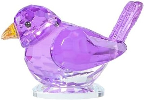 Qianwei Purple Crystal Bird Figurine Collectible Handmade Blown Glass Decor |…