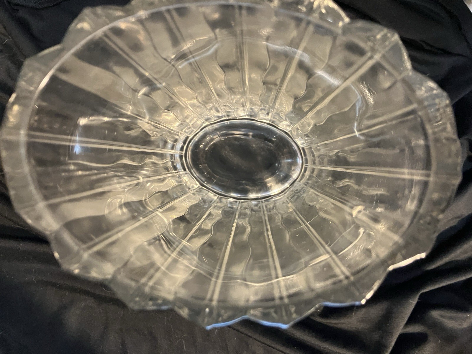 Studio Nova Seca Vase Vintage Clear Heavy Glass Wavy Textured Oval Japan 8.75″ H