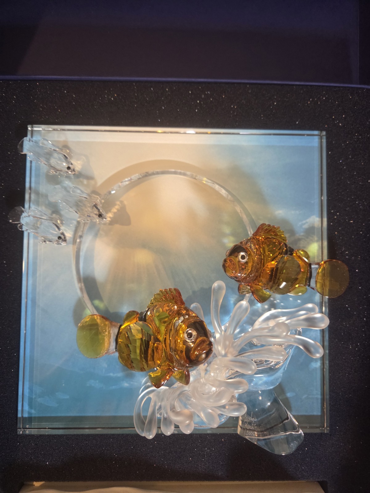 Swarovski Wonders of the Sea Harmony Crystal Fish Figurine Clear Amber *Repaired