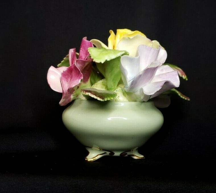 Vintage Adderly Bone China Small Porcelain Flowers In A Flower Pot – England