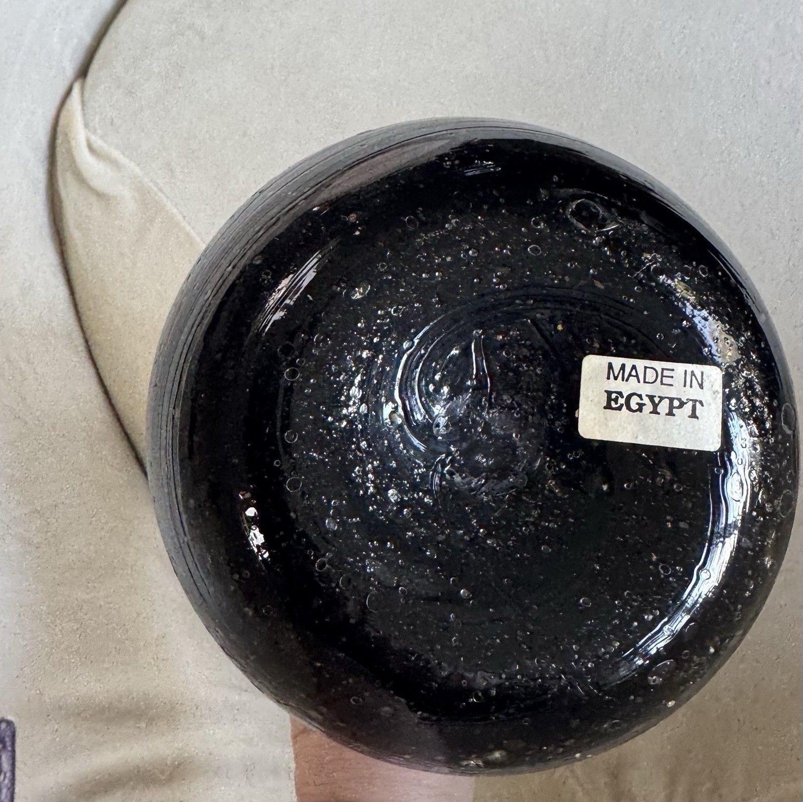 Dark Amethyst Hand Blown Egyptian Decanter Vase Solid Swirl Seeded Bubbles