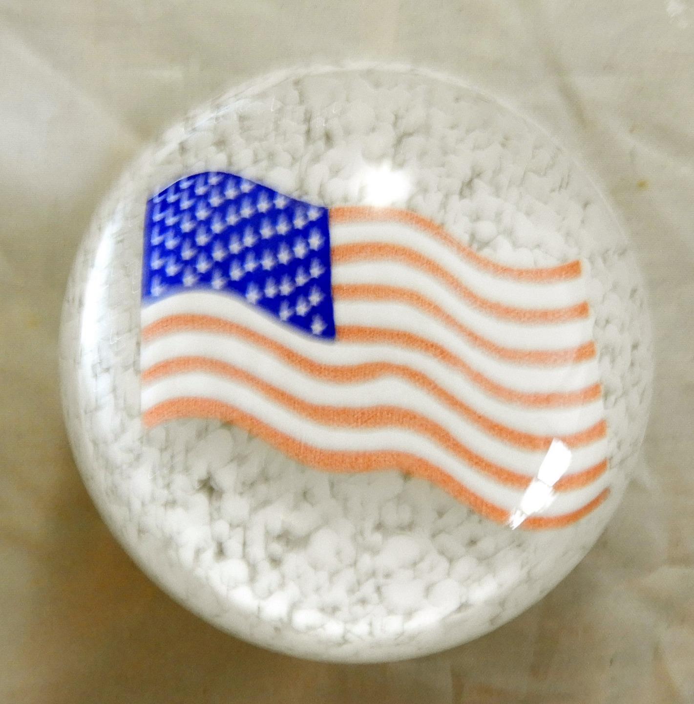Paperweight With Floating American Flag and Millifori Paperweight