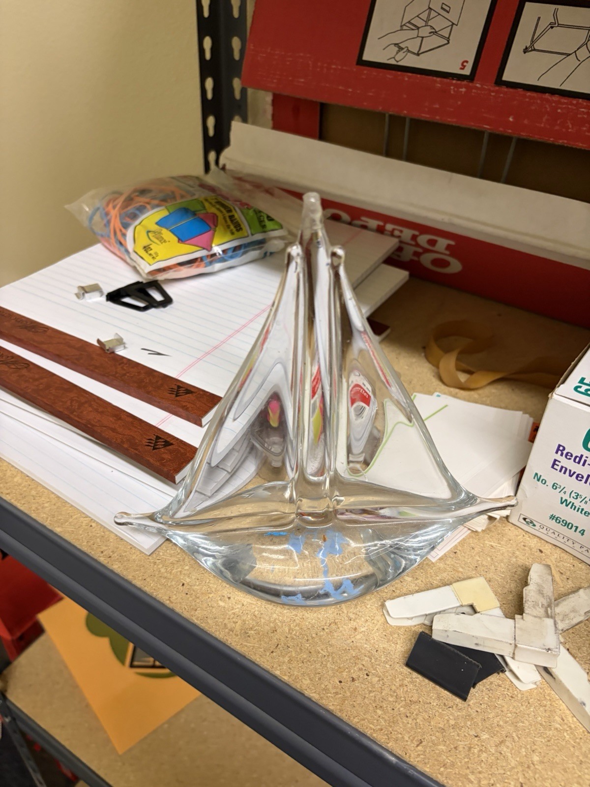 Clear Glass Art Glass Sailboat Figurine, Nautical Ships & Boats Decorative