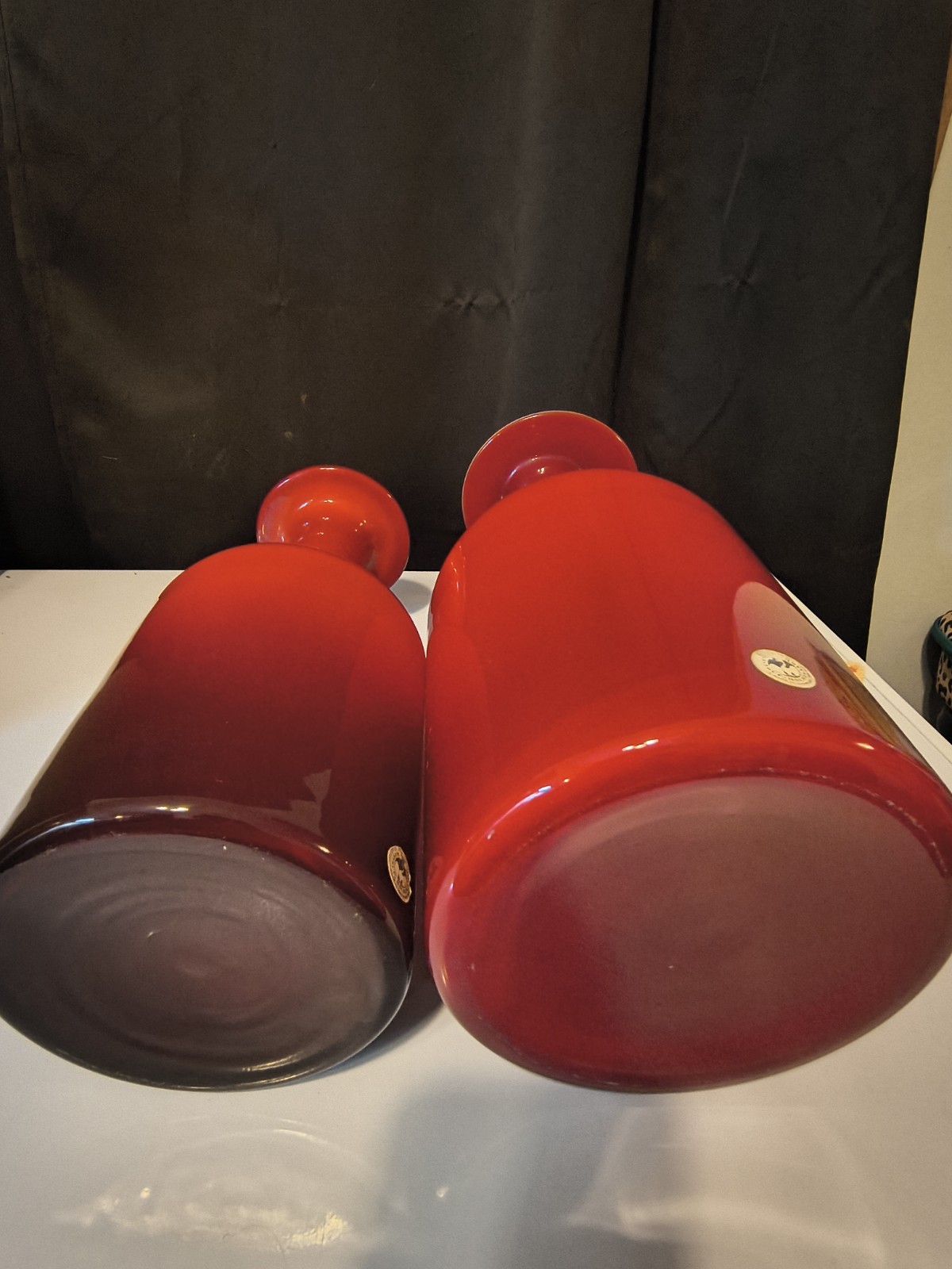 Vintage Mid Century Modern Gulvase by Otto Brauer Holmegaard Red Art Glass Vase