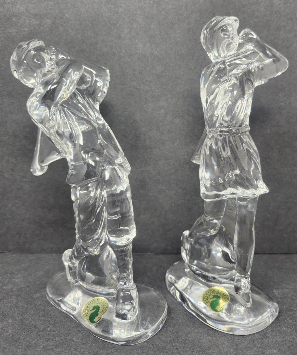 Waterford Crystal PAIR Golfer Figurines Man & Woman Golf Made In Ireland