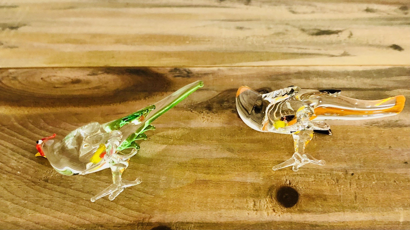 Vintage Hand -Blown Glass Miniature Bird Figurines Lot of 2