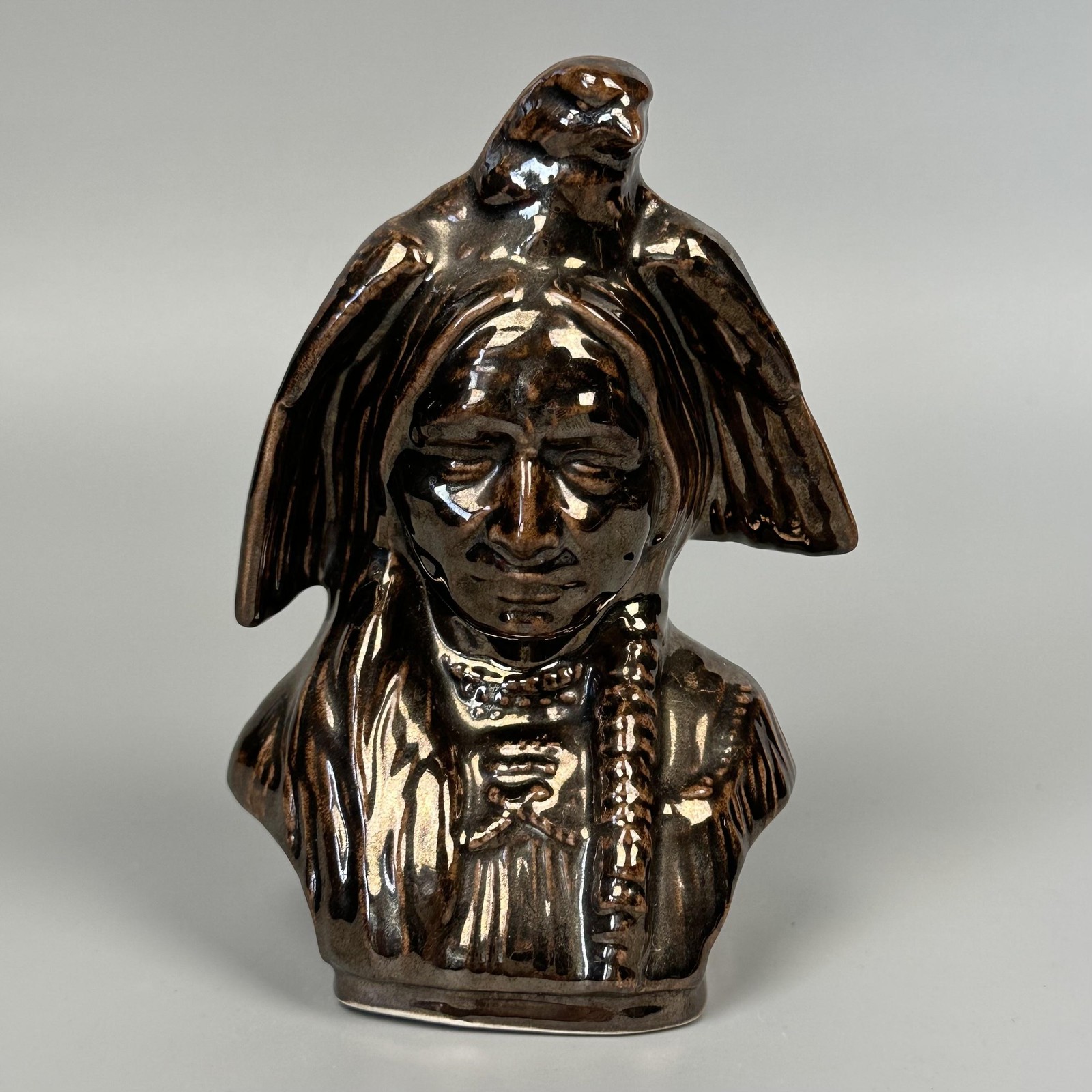 Vintage McCloud Mold Native American War Chief Eagle Headdress Ceramic Sculpture