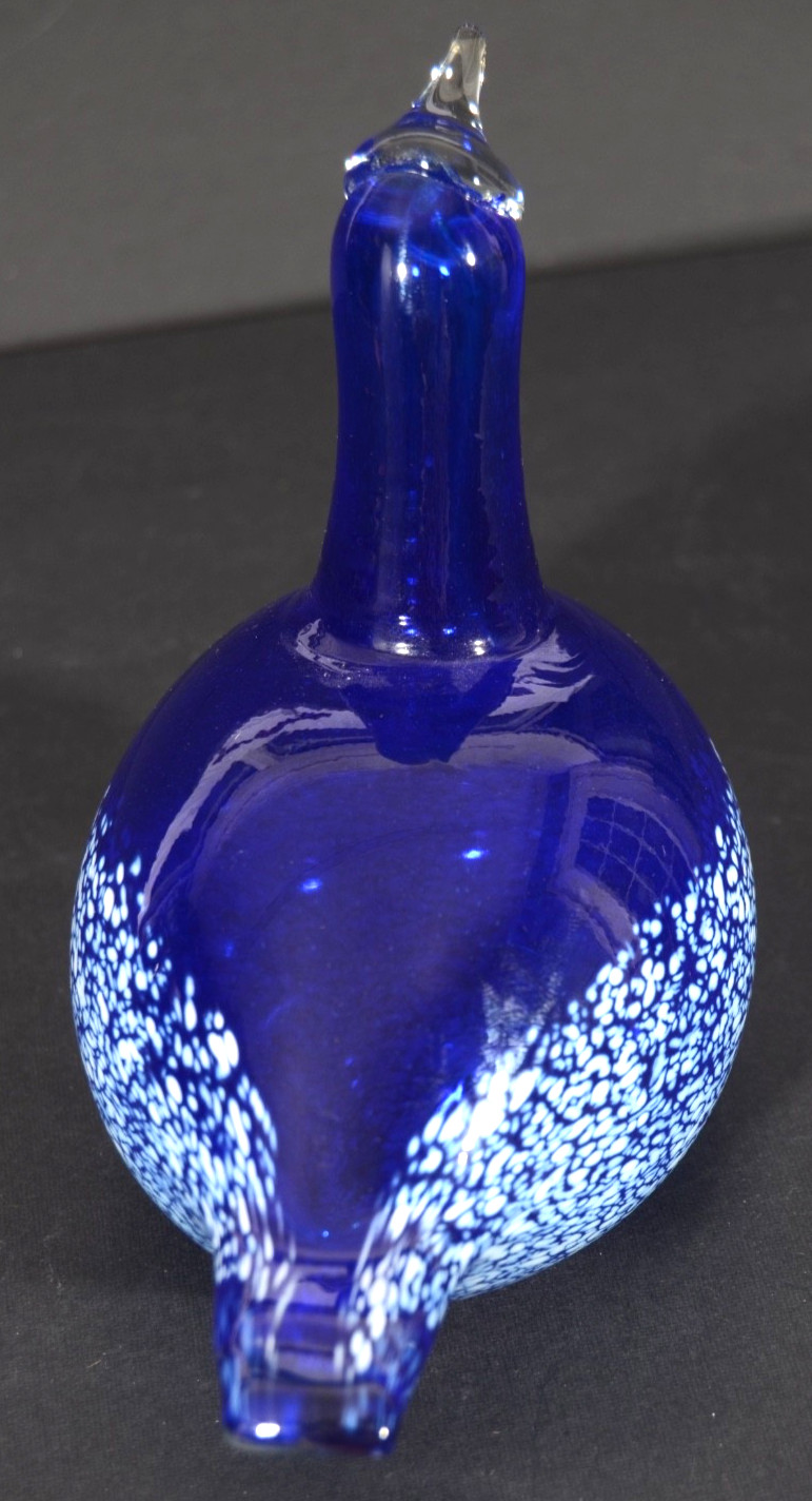 Biano Blu Finland Hand Blown Blue Swan Art Glass Figurine SIGNED