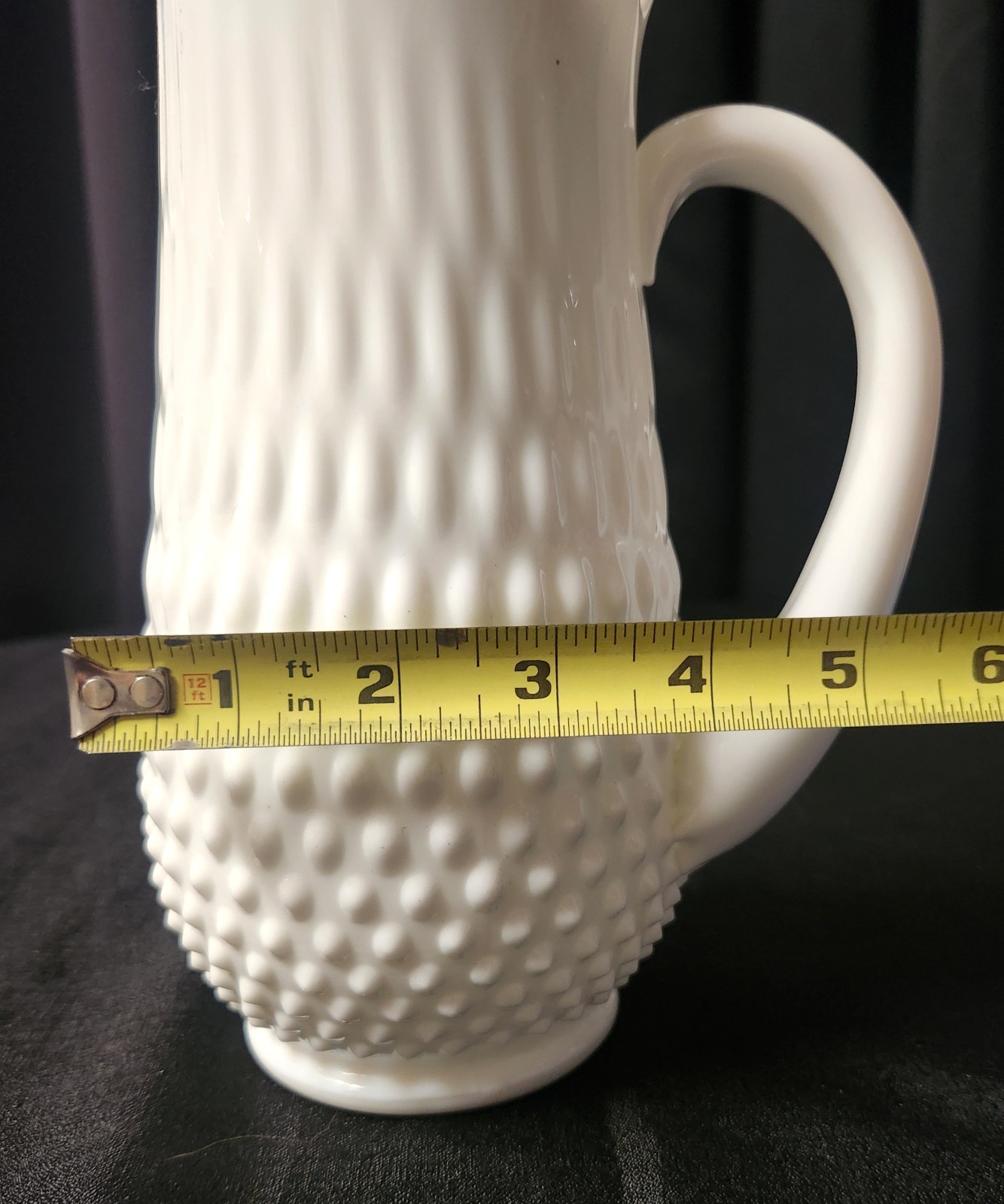 Vintage Fenton Hobnail Milk Glass Swung Pitcher Vase Model #3760