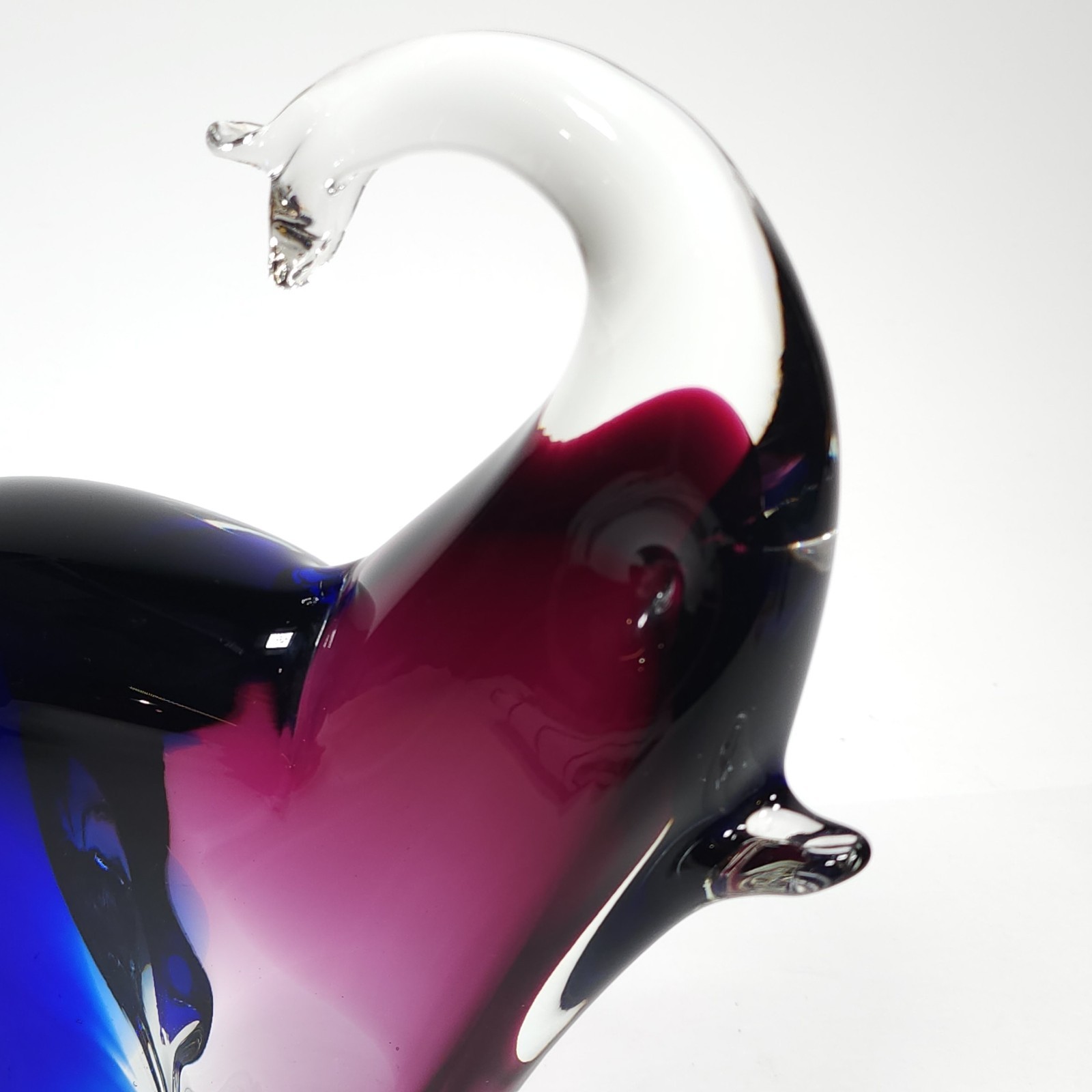 Large Murano Art Glass Elephant 11.75” Inch Cobalt Blue Violet Purple Italian