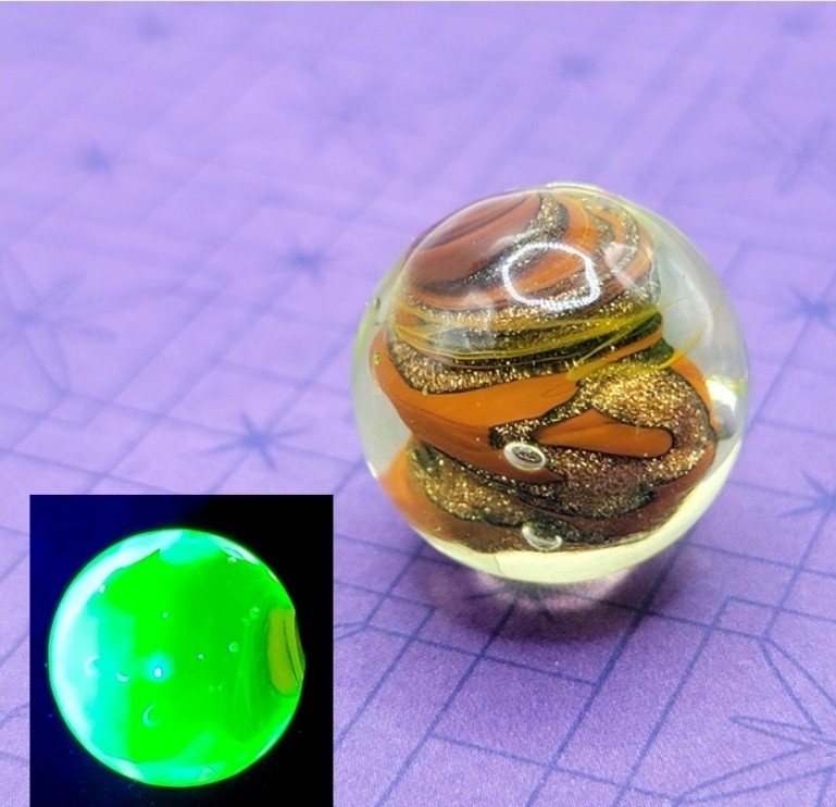 20mm Handmade Uranium Glass Marble Chocolate Swirl Color Aventurine Large
