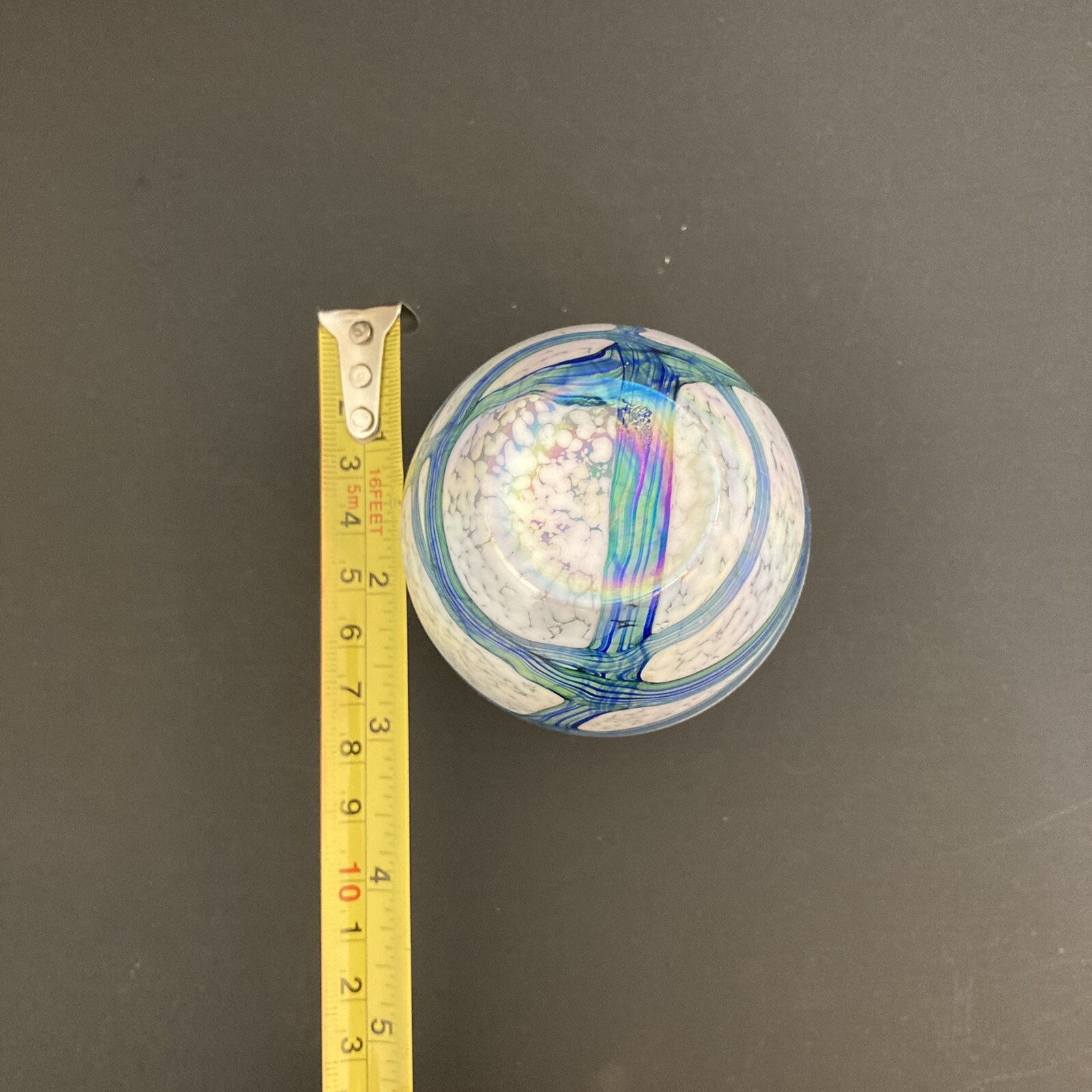 Vtg Irice Import Glass Bud Vase Made In Taiwan Blue Green Iridescent 3.75”