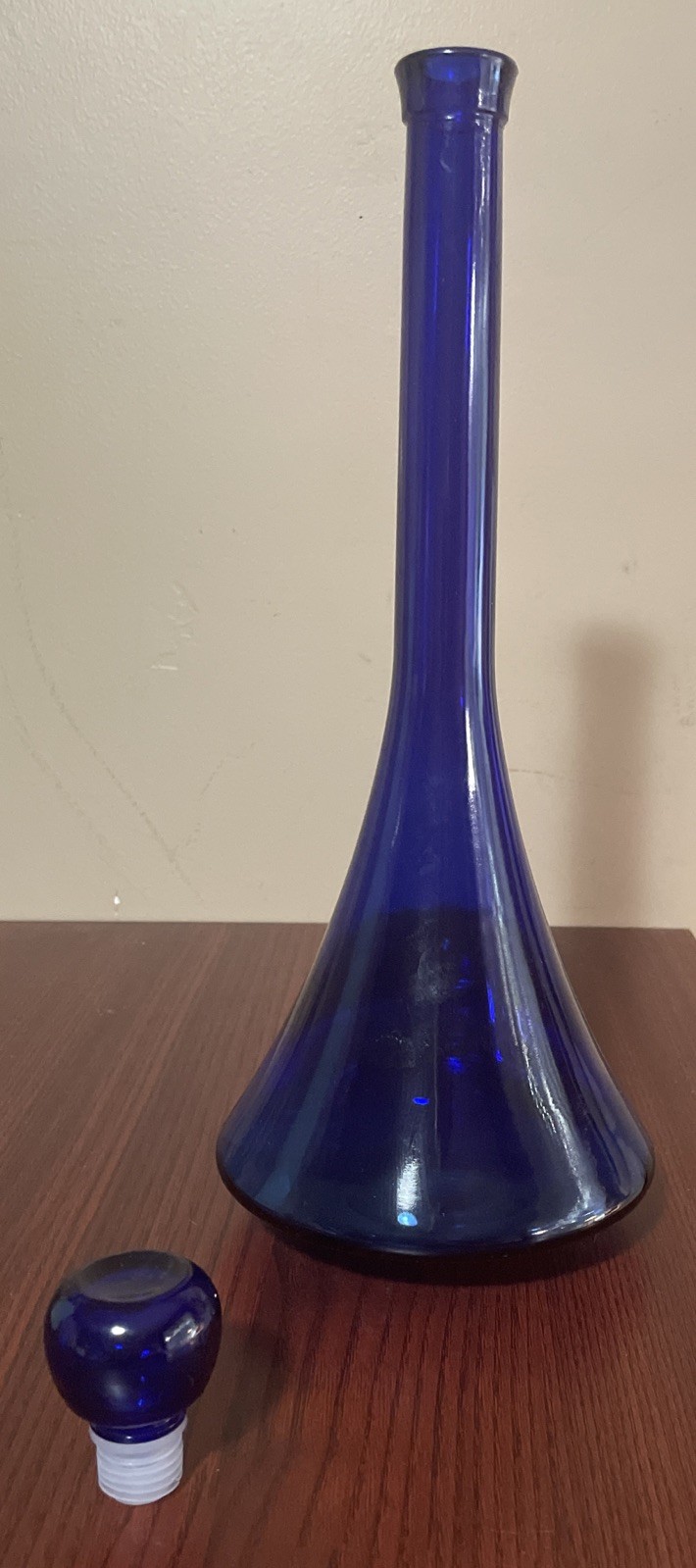 Cobalt Blue Glass Bottle Glass Stopper 15”