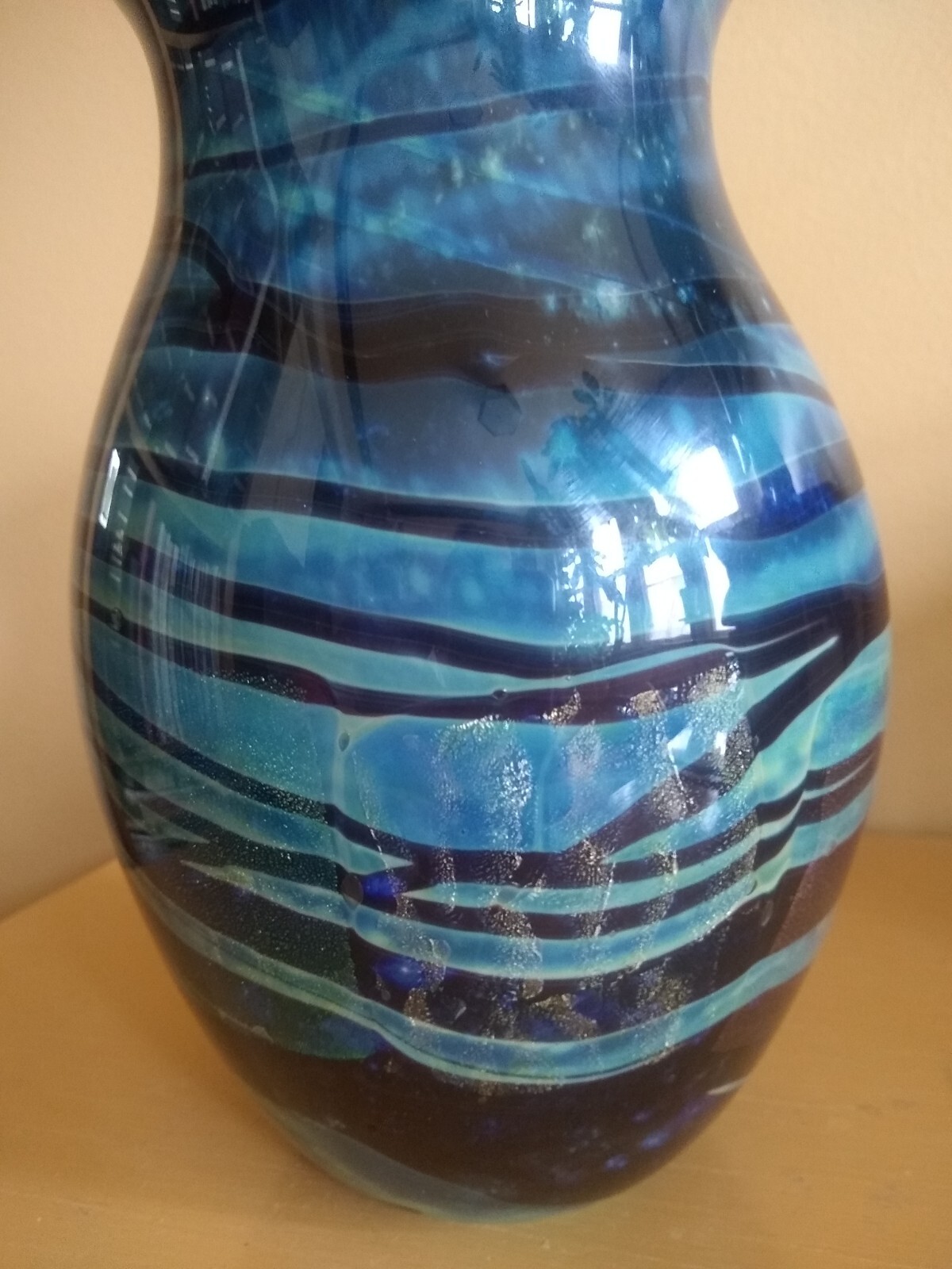 Original Signed AL LEEDOM Art Glass Hand Blown Vase. 2003. MINT.