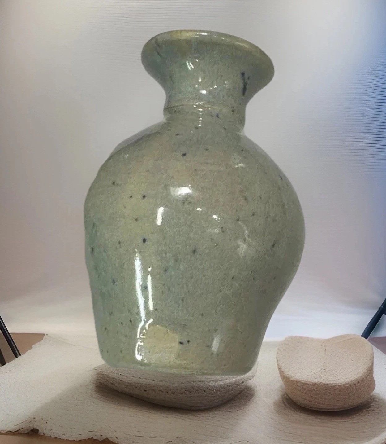 Bud Vase Artist Signed Speckled Home Mid Century Modern Decor 4.5″