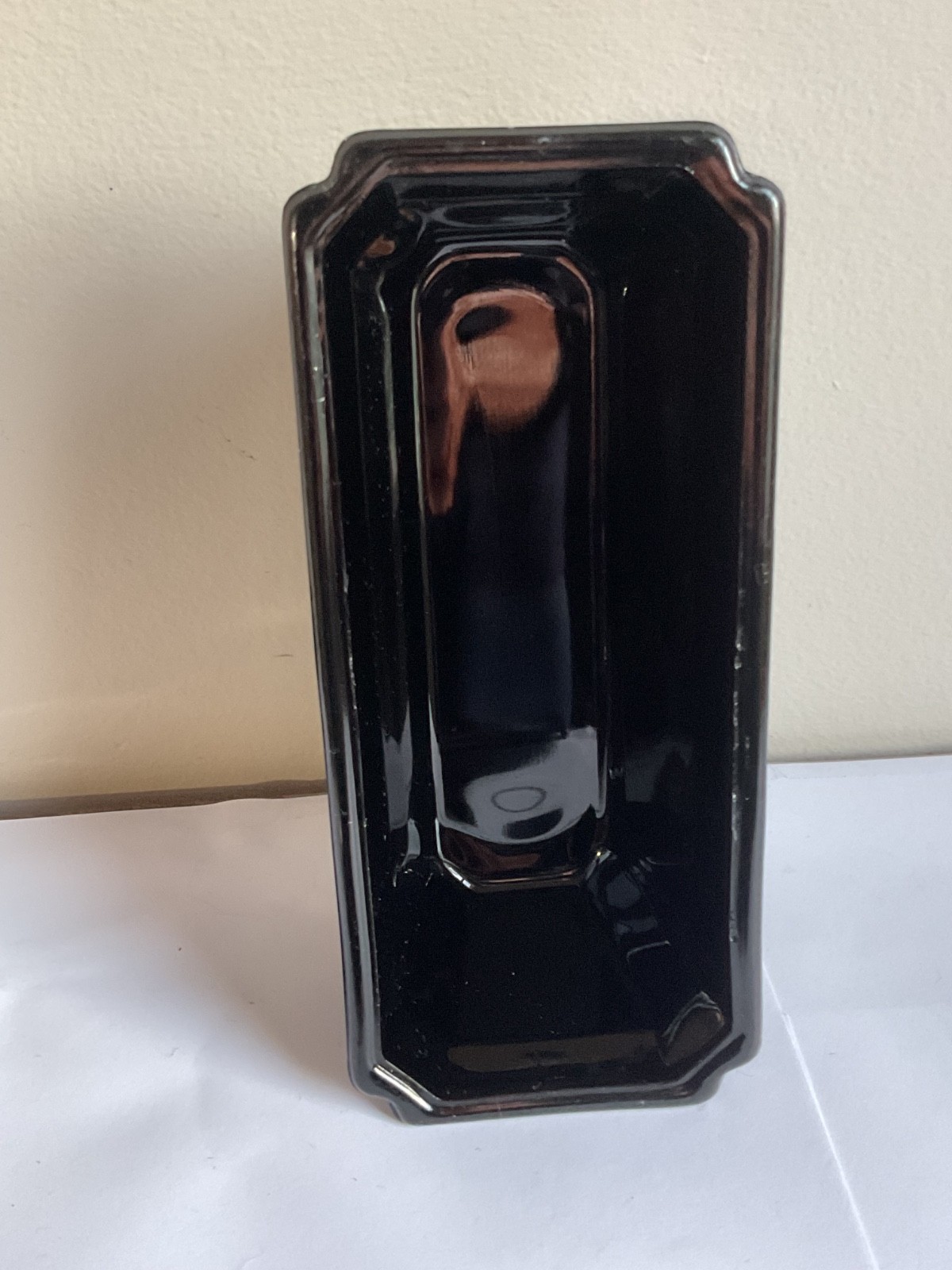 Vintage LE Smith Black Amethyst Footed Window Box Vase Flower Frog Rectangular
