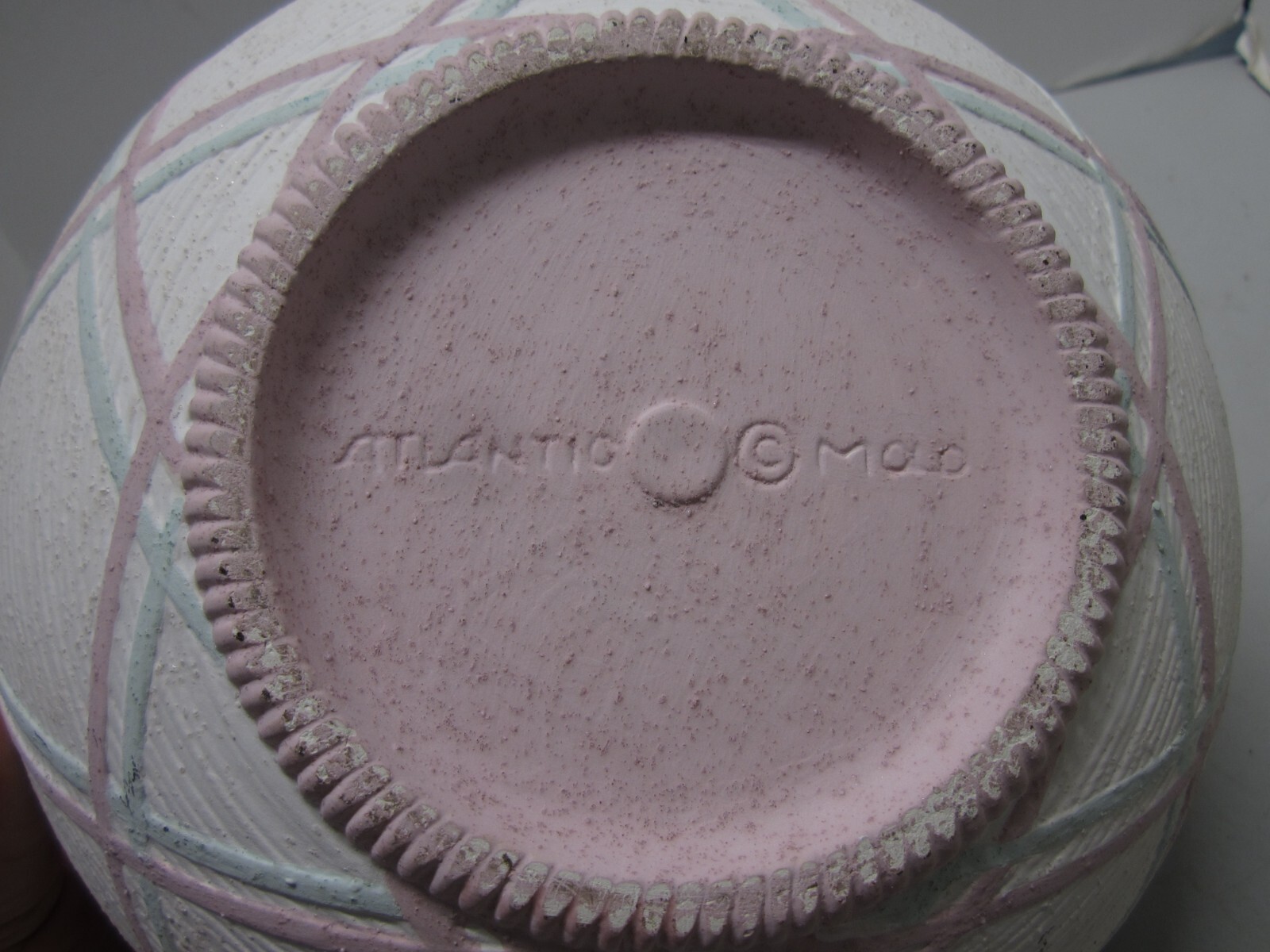 Southwestern Rotund Bowl Vase Textured Design Pink Beige Green Lines #2