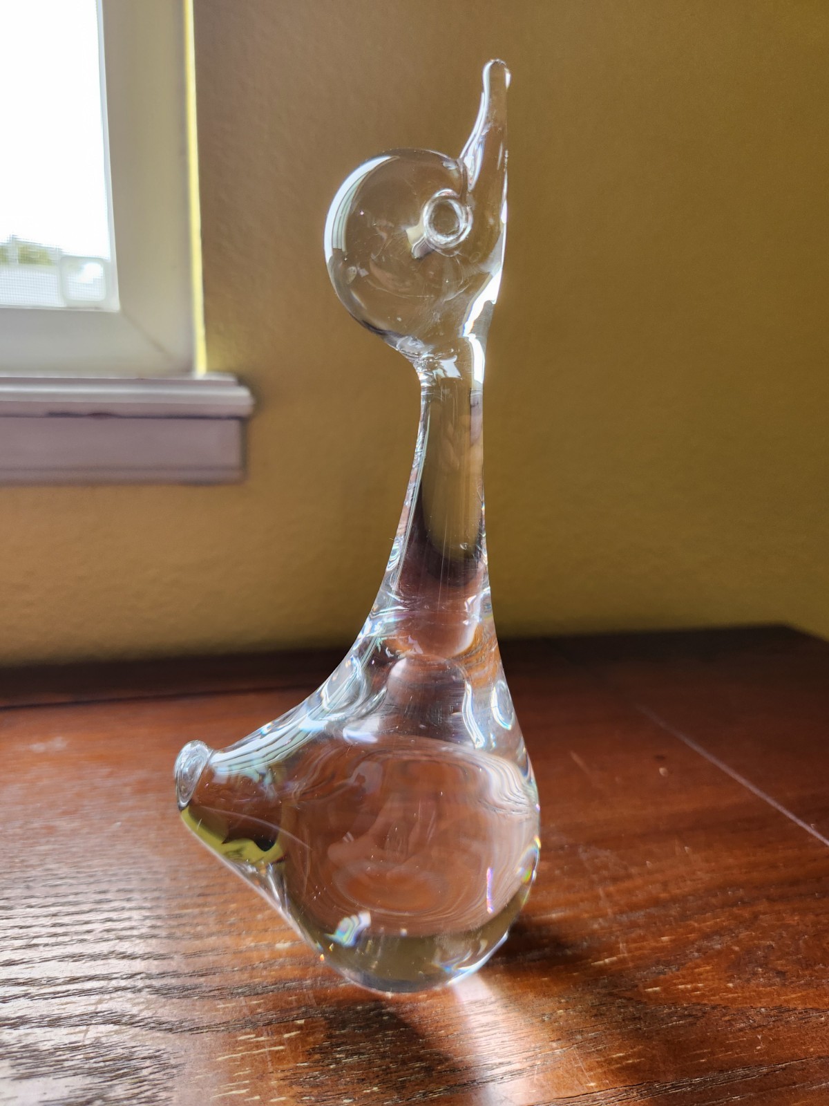 Vintage FM Ronneby Konstglas Sweden Clear Art Glass Duck Figurine Paperweight 7″