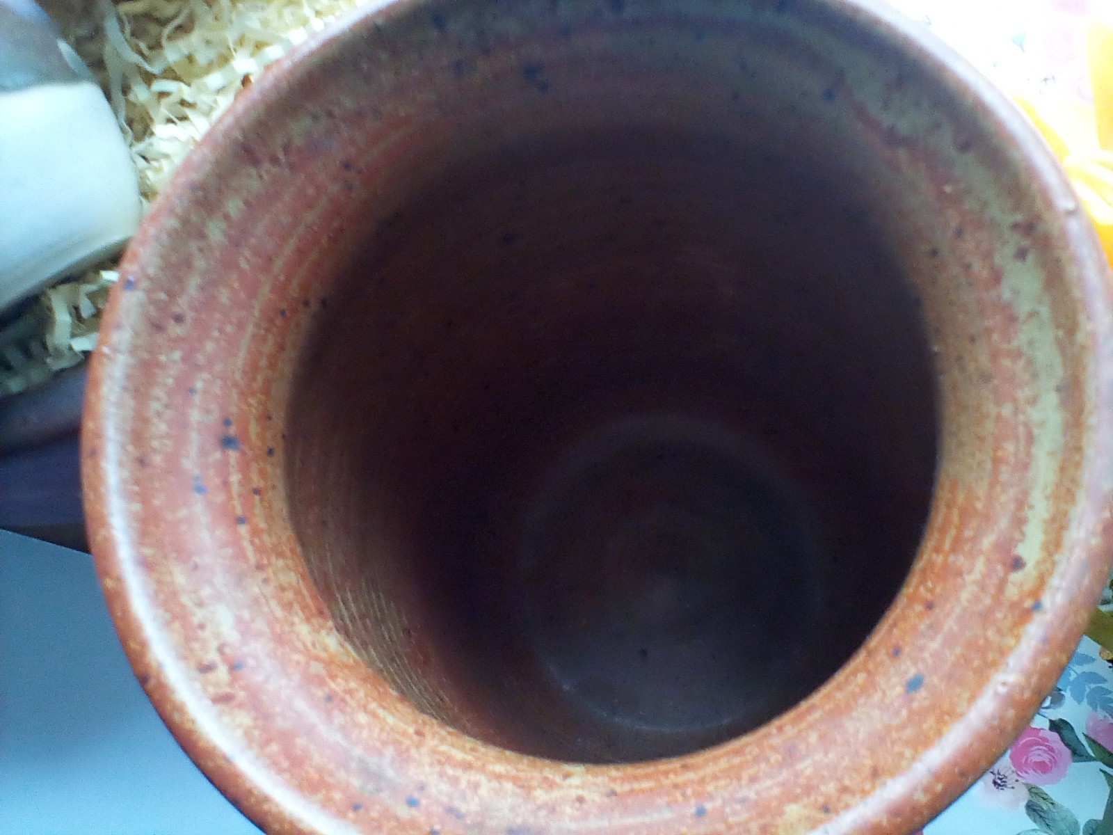 VTG Studio Pottery Fox Farm 7 5/8″ Vase Stoneware Blue Glaze Japandi Wabi Sabi