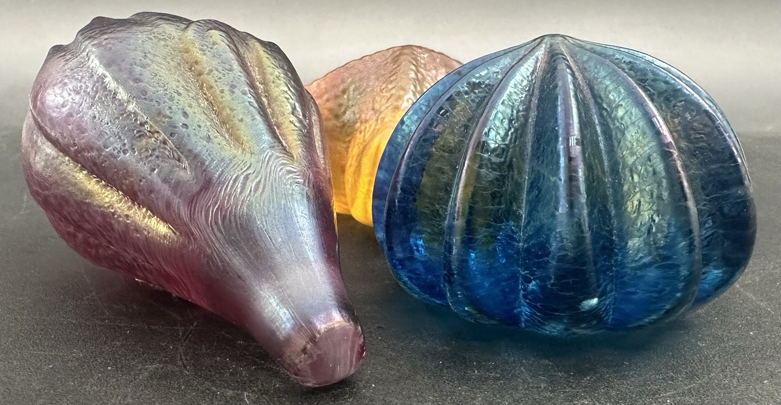 Lot of 3 Robert Held Handmade Sea Shell Art Glass Signed RHAG Beach Art
