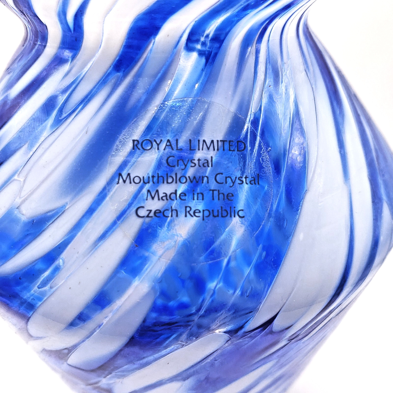 Royal Limited Czech Crystal 5″ Vase w Handblown Glass Flowers 8in Stems Set Art