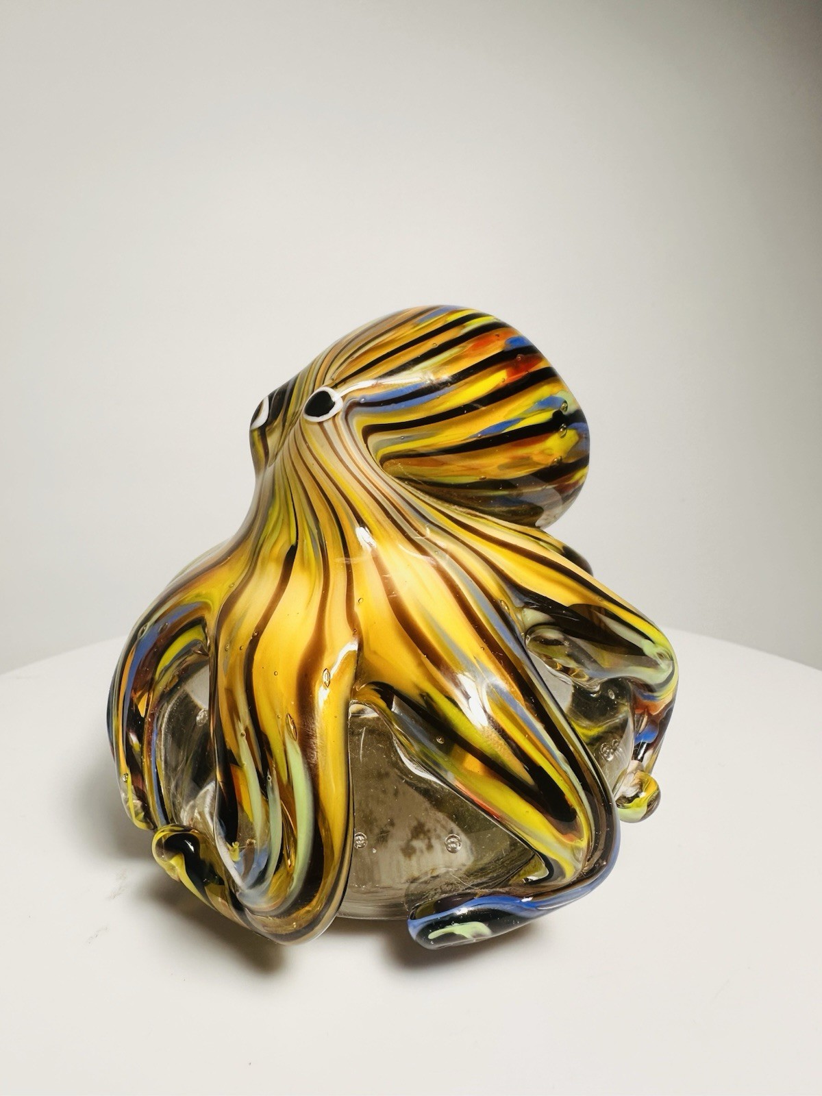Handmade glass octopus figurine, colorful art paperweight sculpture