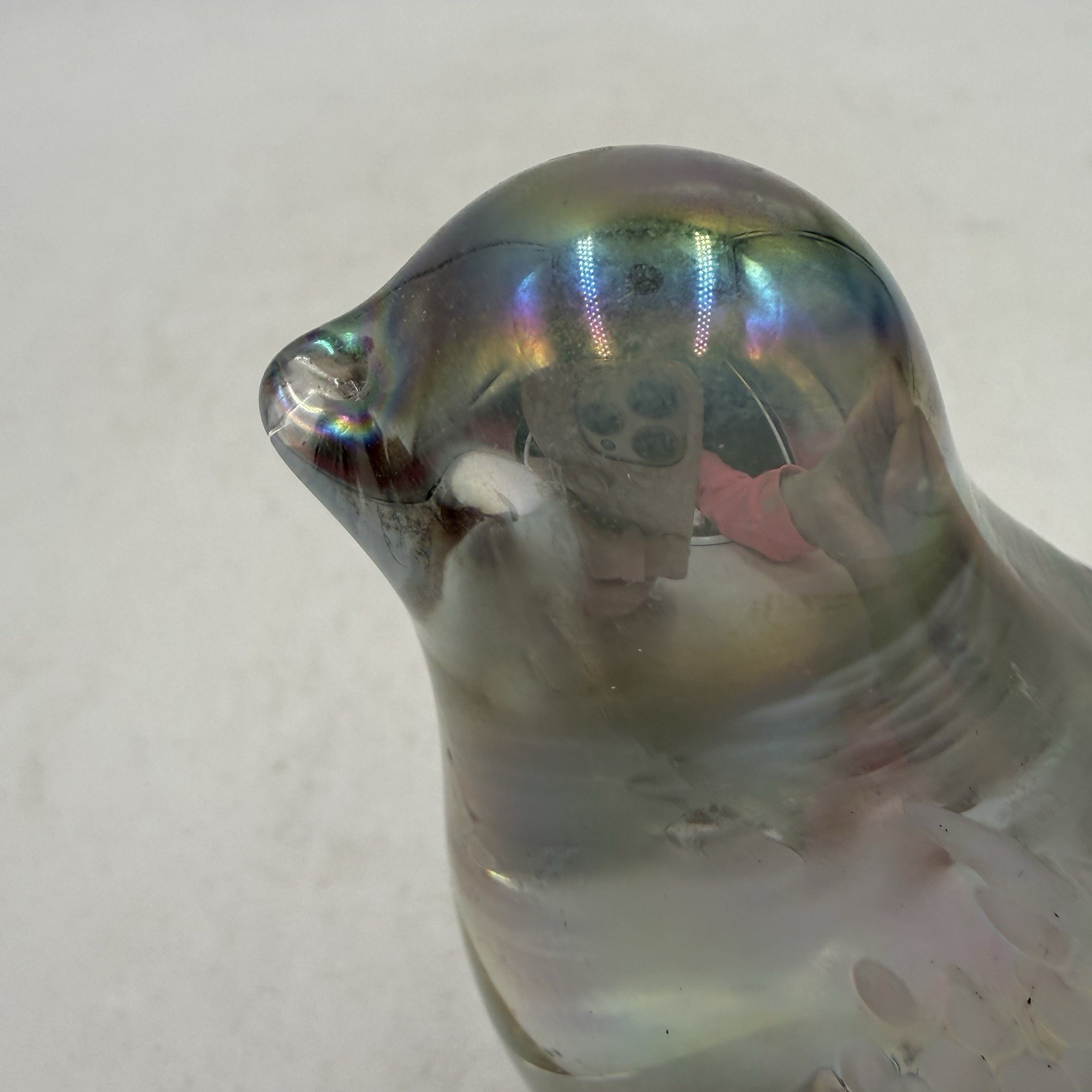 Mouth Blown Art Glass Bird Dove Figurine Iridescent Paperweight Label Silvestri